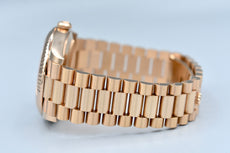Rolex Day Date 40 Everose Gold Chocolate Baguette Diamond Dial 228235 2023