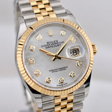 Rolex Datejust 36 Two Tone Yellow Gold Mother of Pearl Diamond Dial 126233 2025