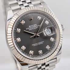 Rolex Datejust 41 Rhodium Grey Diamond Dial 126334 2021