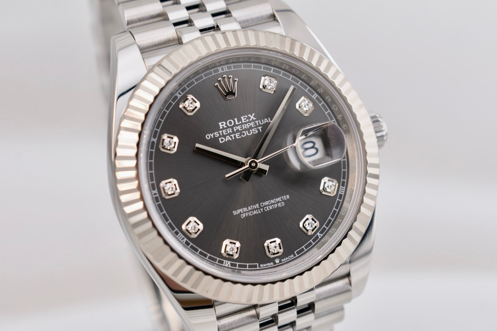 Rolex Datejust 41 Rhodium Grey Diamond Dial 126334 2021