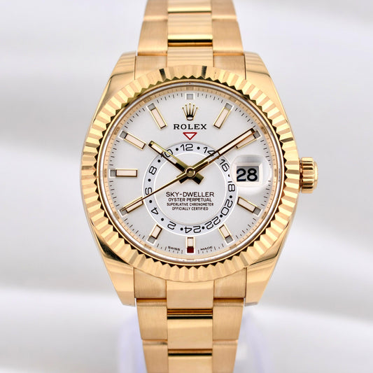 Rolex Sky Dweller Yellow Gold White Dial Oyster Band 326938 2022