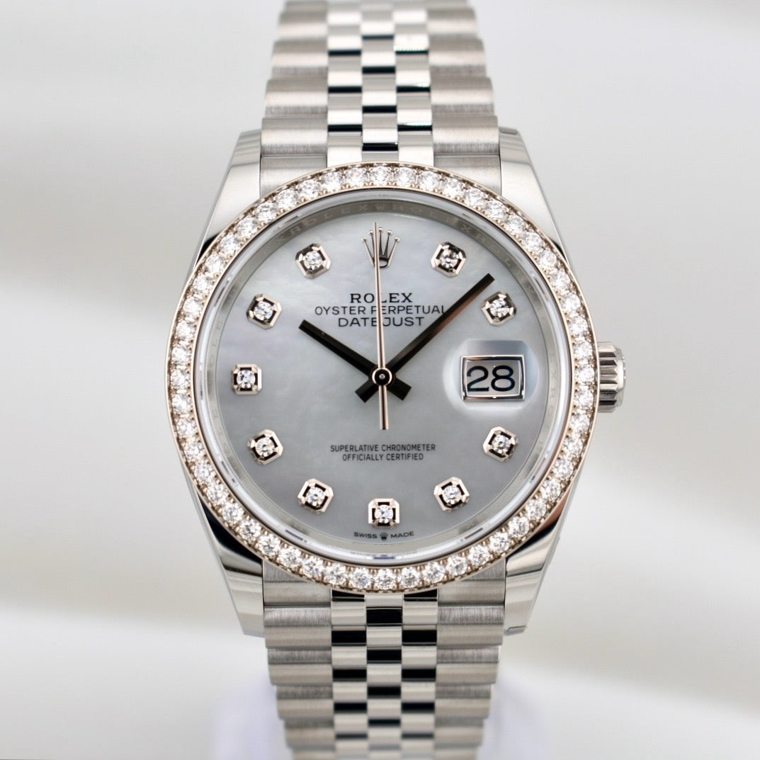 Rolex Datejust 36 Mother of Pearl Factory Diamond Bezel 126284RBR 2025