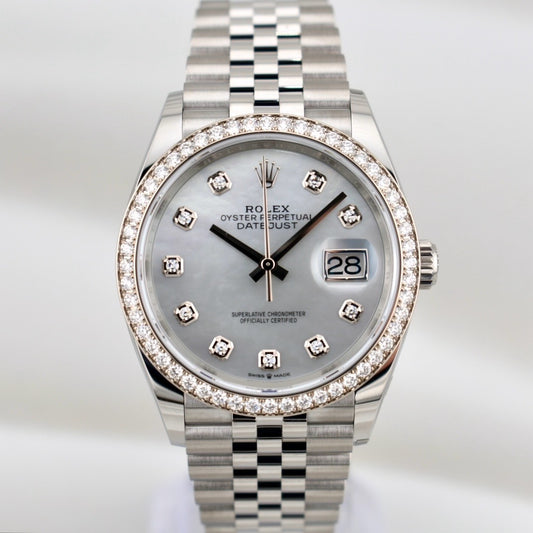 Rolex Datejust 36 Mother of Pearl Factory Diamond Bezel 126284RBR 2025