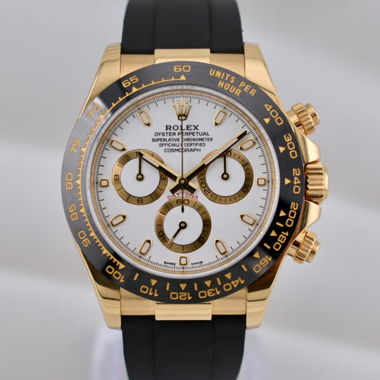 Rolex Cosmograph Daytona Yellow Gold White Dial Oysterflex 116518LN 2018