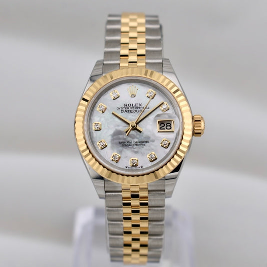 Rolex Lady Datejust 28 Two Tone Yellow Gold Mother of Pearl Diamond Dial 279173 2025