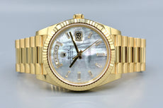 Rolex Day Date 40 Yellow Gold Mother of Pearl Baguette Diamond Markers 228238 2025