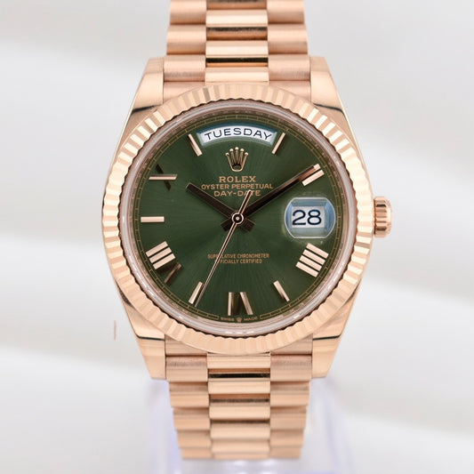 Rolex Day Date 40 Everose Gold Olive Dial 228235 2024