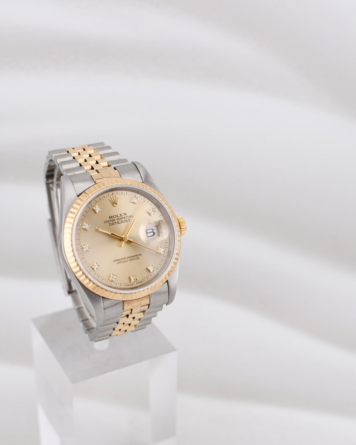 Rolex Datejust 36 Champagne Diamond Dial 16233 E Serial 1990