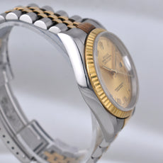 Rolex Datejust 36 Two Tone Yellow Gold Champagne Roman Numeral Dial 16233 1996