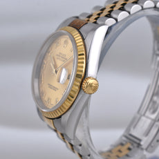 Rolex Datejust 36 Two Tone Yellow Gold Champagne Roman Numeral Dial 16233 1996