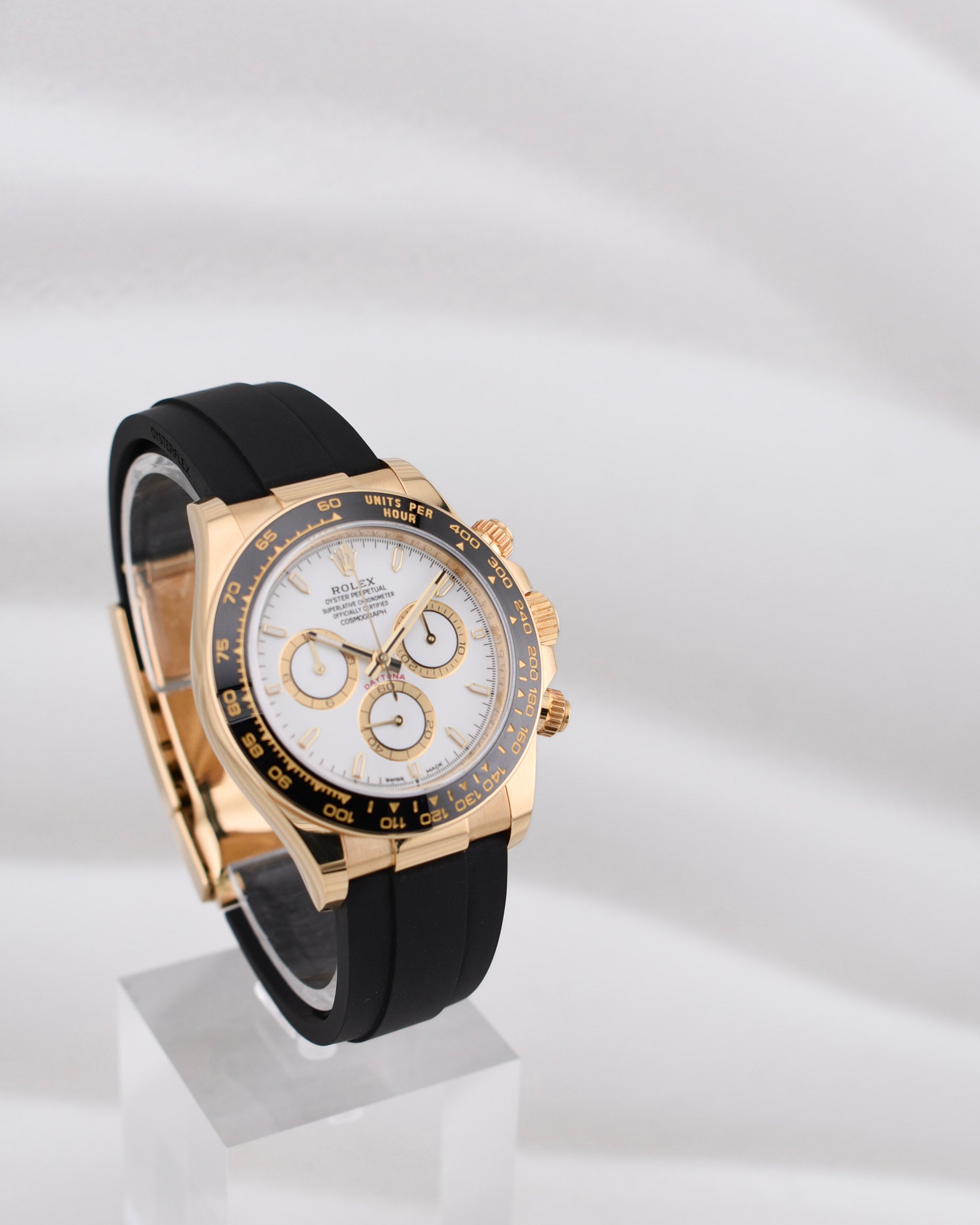 Rolex Cosmograph Daytona Yellow Gold White Dial Oysterflex 126518LN 2024