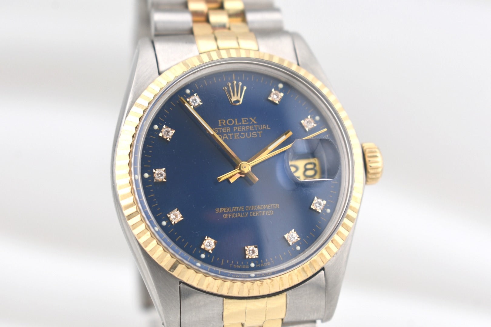 Rolex Datejust 36 Two Tone Blue Diamond Dial 16013 1986