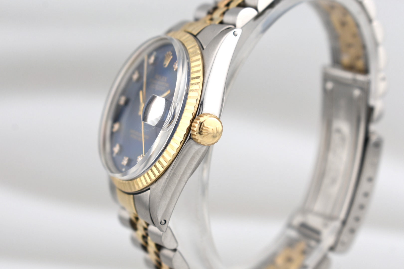 Rolex Datejust 36 Blue Diamond Dial Two Tone Yellow Gold 16233 1986