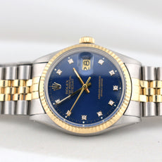 Rolex Datejust 36 Two Tone Blue Diamond Dial 16013 1986