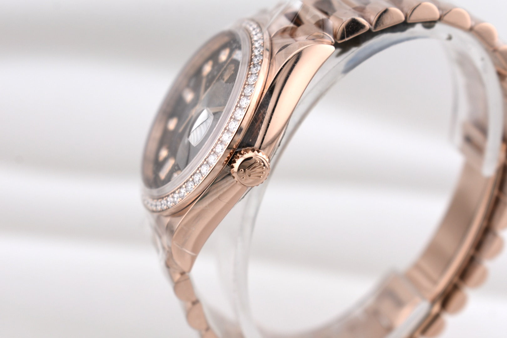 Rolex Day Date 36 Rose Gold Chocolate Baguette Diamond Dial 128345RBR 2023