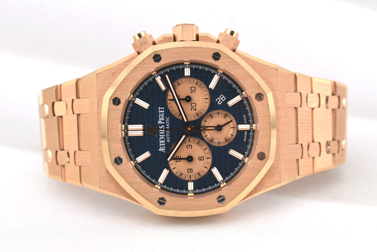 Audemars Piguet Royal Oak Chronograph Rose Gold Blue Dial 26331OR 2021