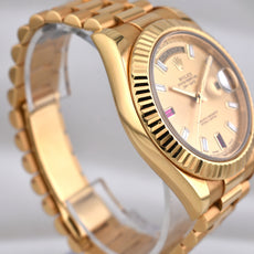 Rolex Day Date II Champagne Ruby Baguette Dial 218238 2015