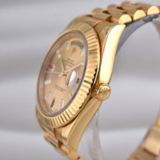 Rolex Day Date II Champagne Ruby Baguette Dial 218238 2015