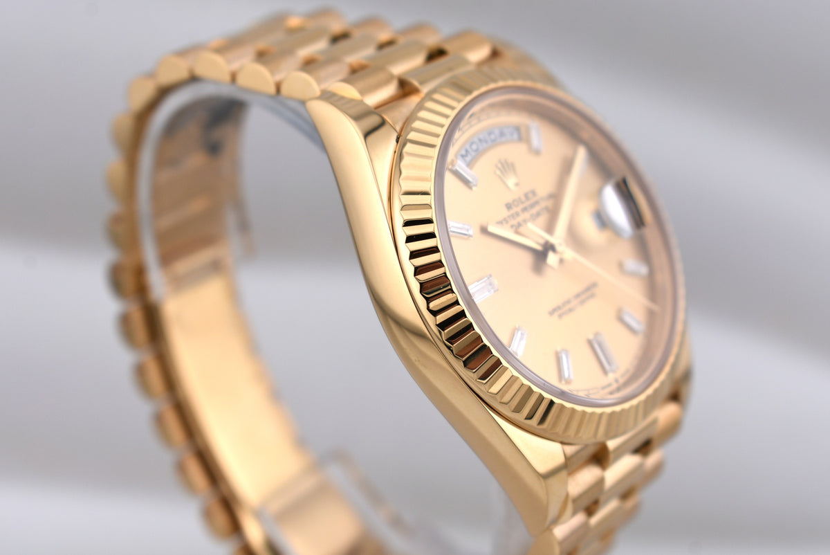 Rolex Day Date 40 Champagne Baguette Diamond Dial 228238 2020