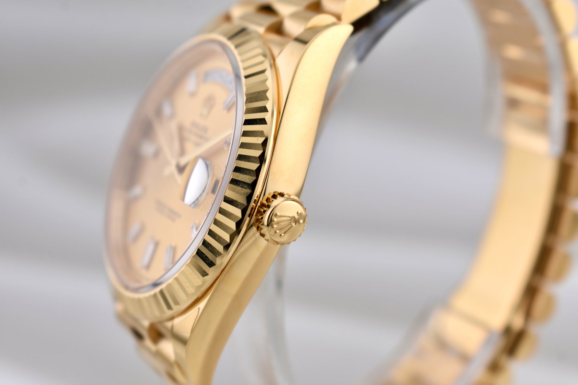 Rolex Day Date 40 Yellow Gold Champagne Baguette Diamond Dial 228238 2026
