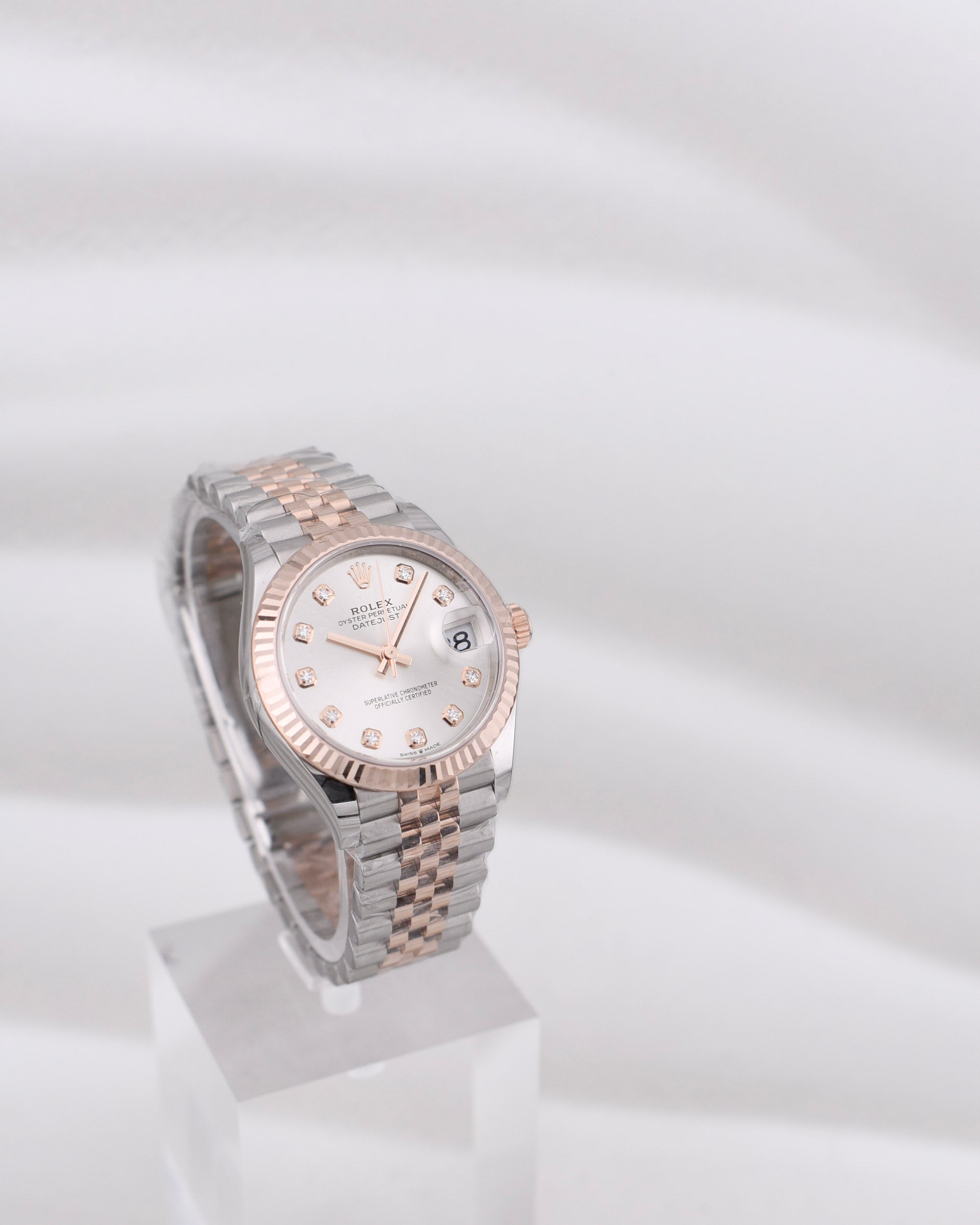 Rolex Datejust 31 Two Tone Rose Gold Silver Diamond Dial 278271 2026