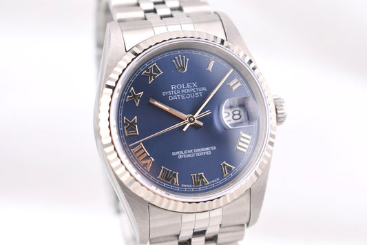 Rolex Datejust 36 Blue Roman Dial 16234 1993