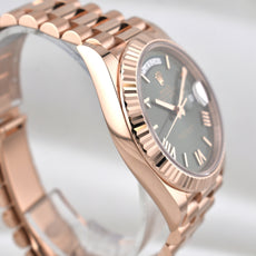 Rolex Day Date 40 Everose Gold Olive Roman Numeral Dial 228235 2026