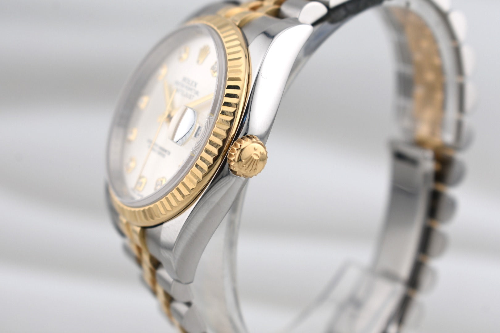 Rolex Datejust 36 Silver Diamond Dial Two Tone Yellow Gold 116233 2016