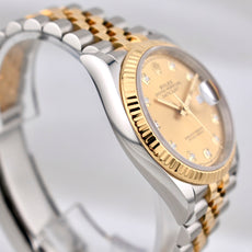 Rolex Datejust 36 Champagne Diamond Dial Two Tone Yellow Gold 126233 2022