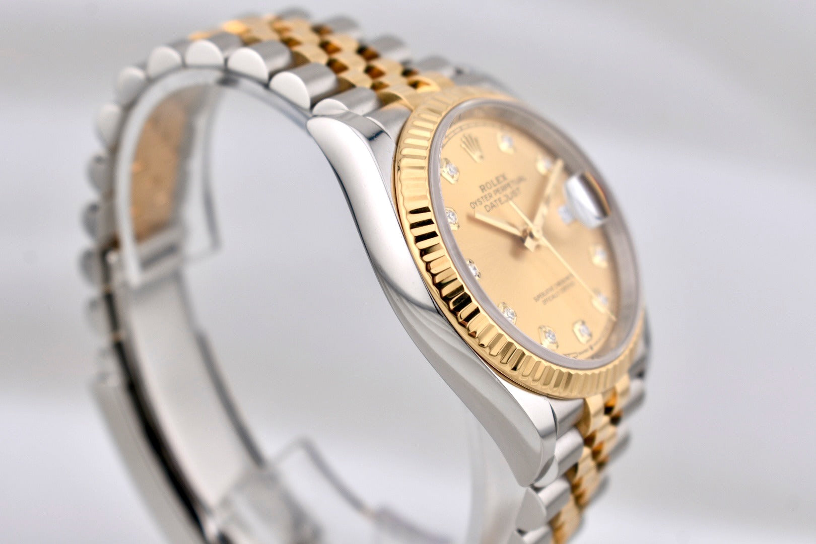 Rolex Datejust 36 Champagne Diamond Dial Two Tone Yellow Gold 126233 2022