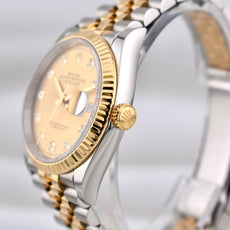 Rolex Datejust 36 Champagne Diamond Dial Two Tone Yellow Gold 126233 2022
