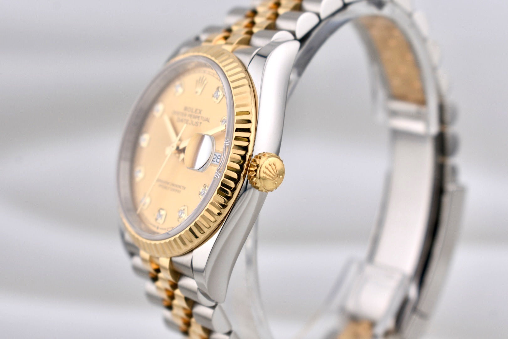 Rolex Datejust 36 Champagne Diamond Dial Two Tone Yellow Gold 126233 2022