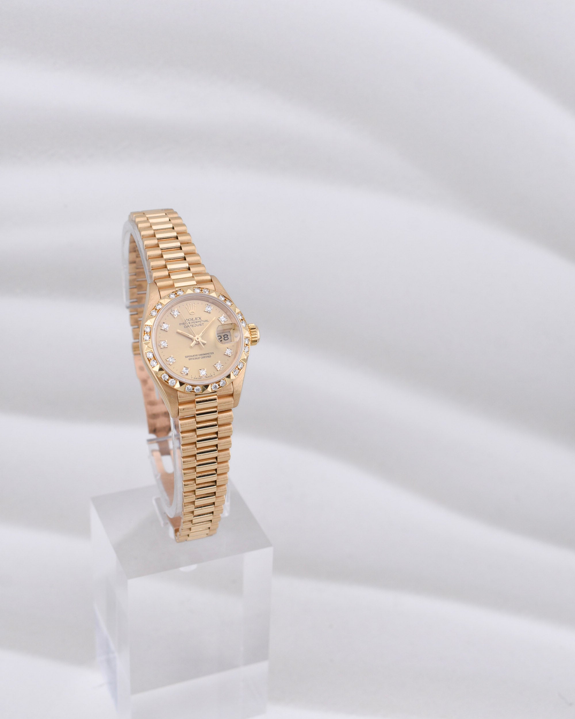 Rolex Lady Datejust 26 Yellow Gold Champagne Diamond Dial and Bezel 69258 1990