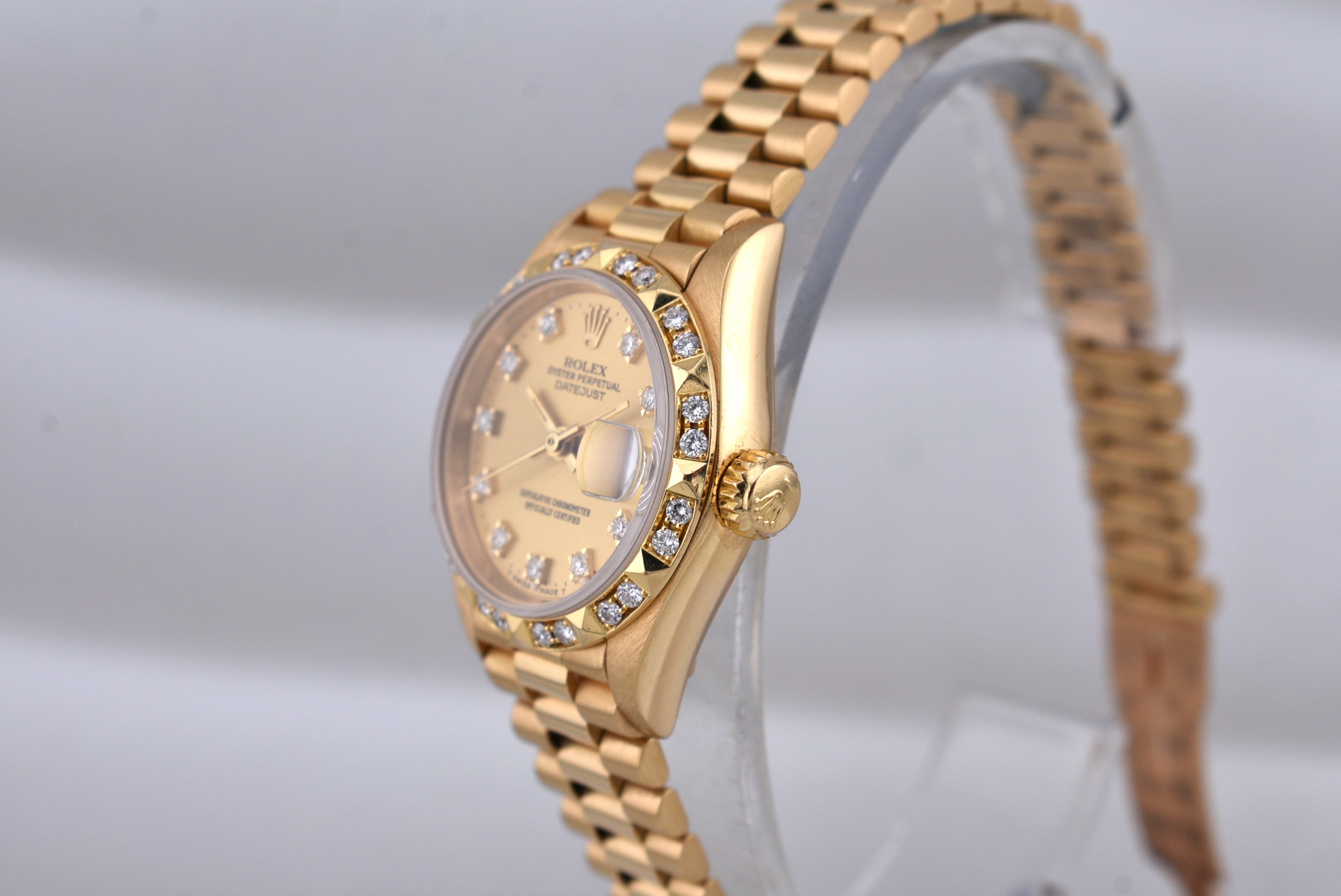 Rolex Lady Datejust 26 Yellow Gold Champagne Diamond Dial and Bezel 69258 1990