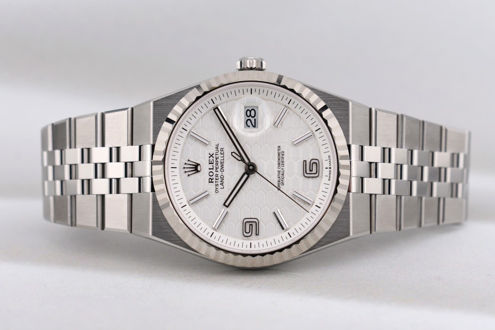 Rolex Land Dweller 40 White Honeycomb Dial 127334 2025