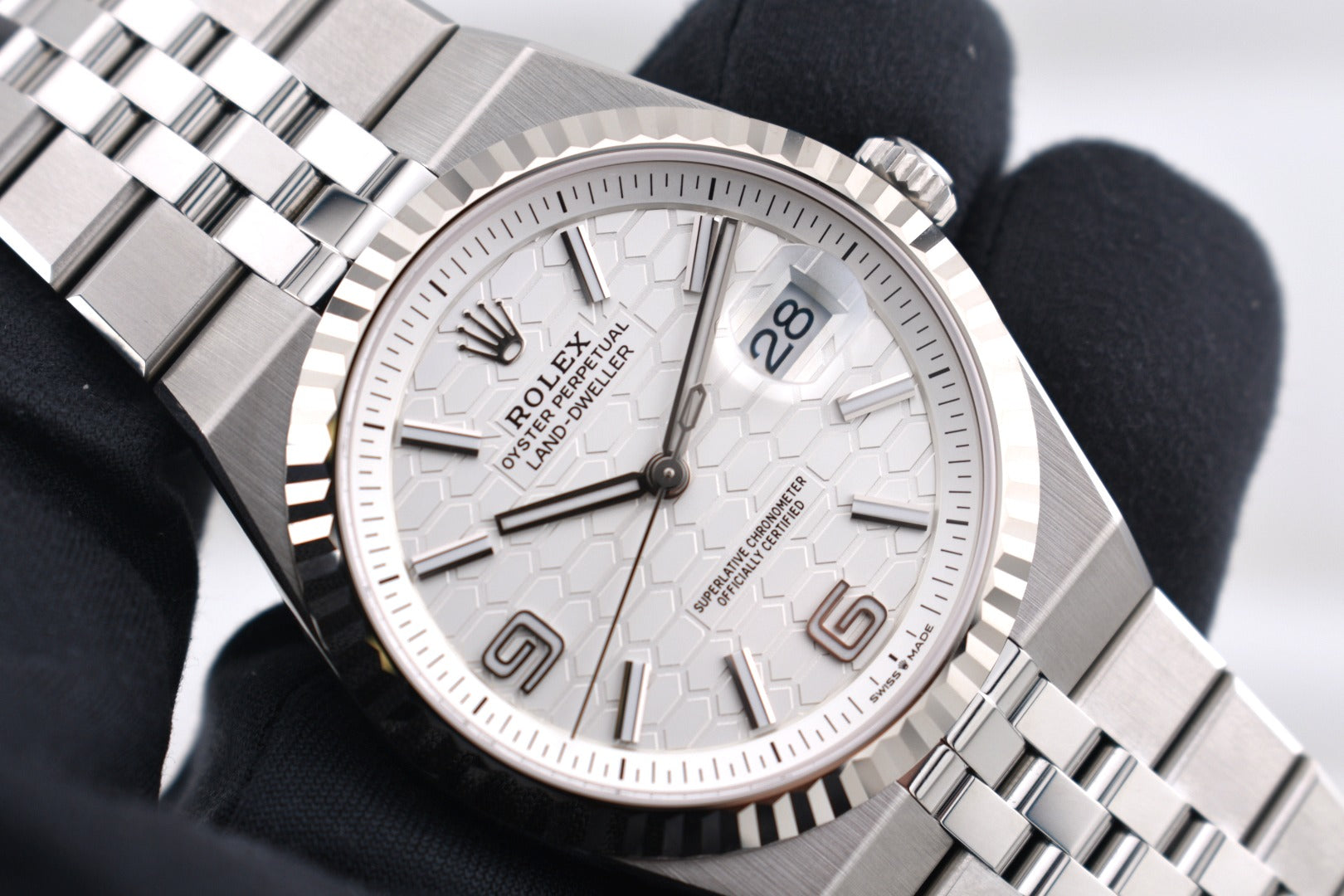 Rolex Land Dweller 40 White Honeycomb Dial 127334 2025