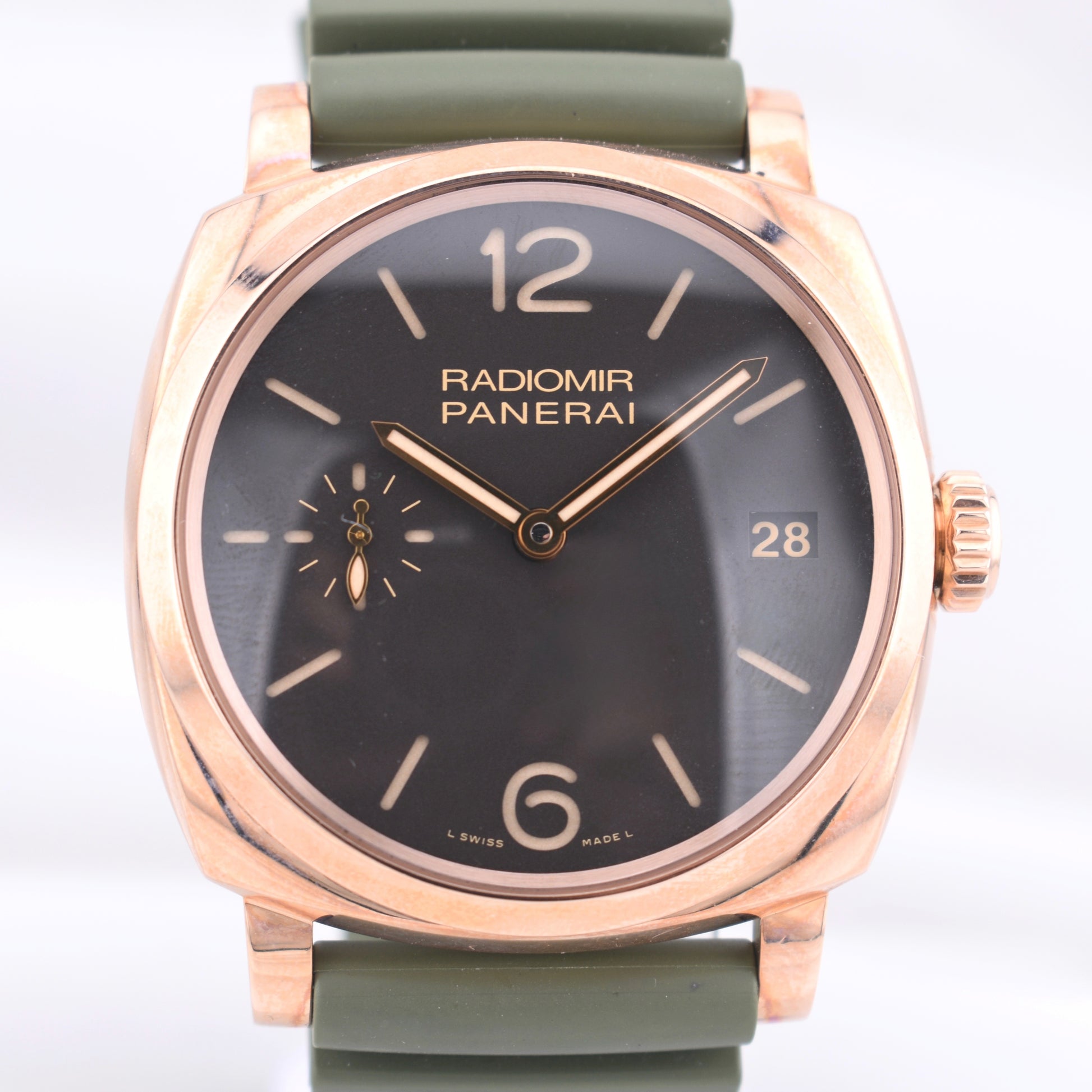 Panerai Radiomir 1940 Rose Gold on Green Rubber PAM00515 2017