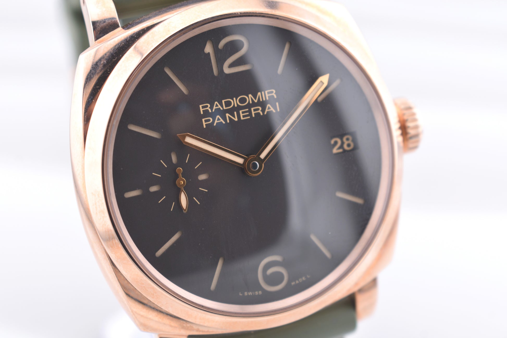 Panerai Radiomir 1940 Rose Gold on Green Rubber PAM00515 2017
