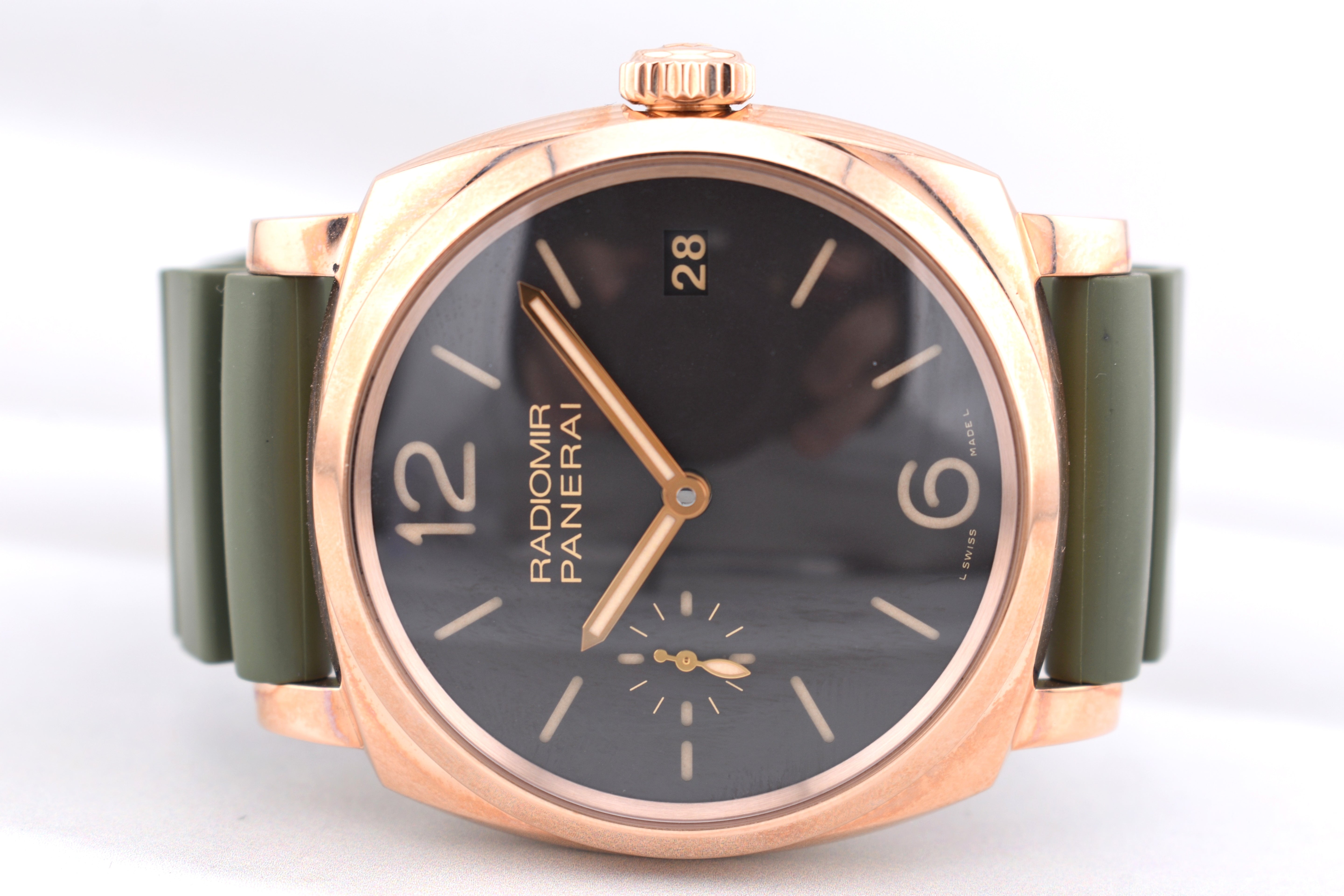 Panerai Radiomir 1940 Rose Gold on Green Rubber PAM00515 2017
