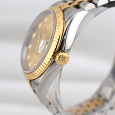 Rolex Datejust 36 Two Tone Champagne Diamond Dial Super Jubilee 116233 2013