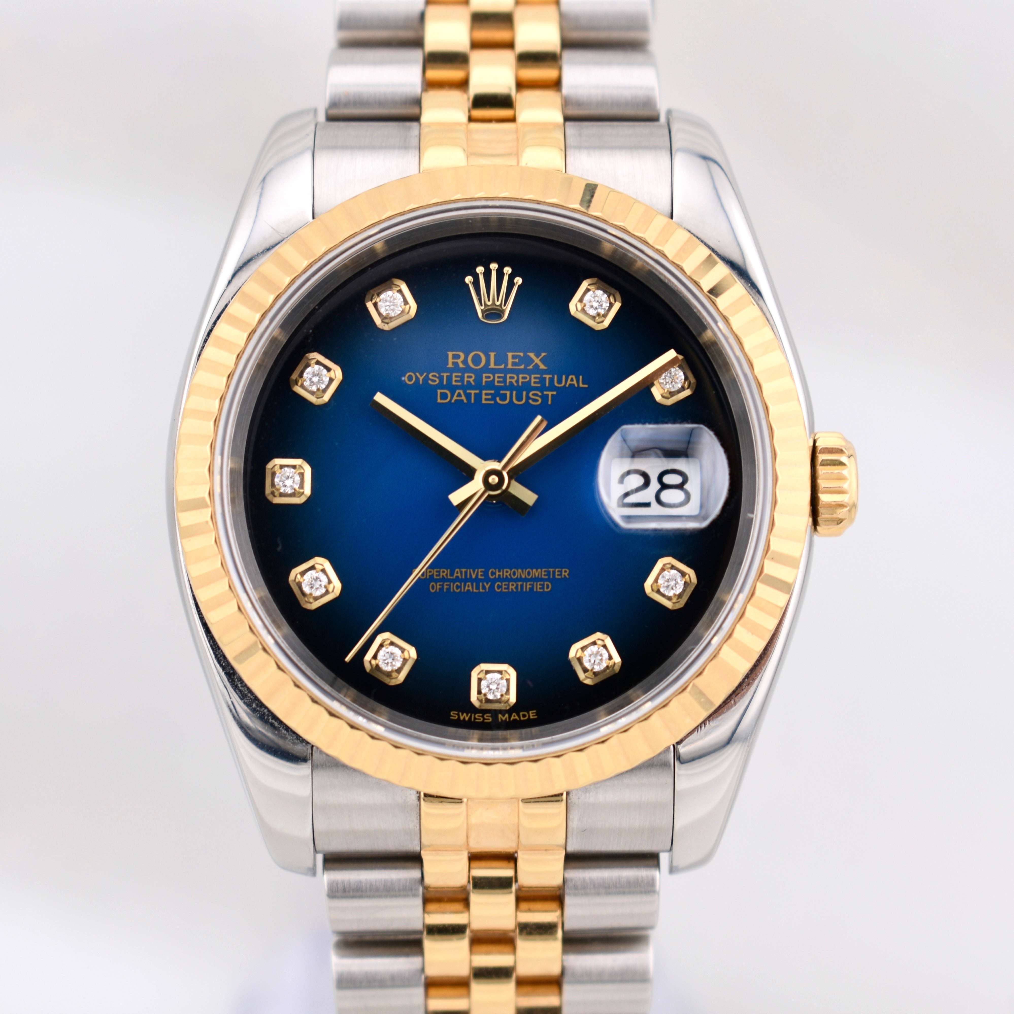 Rolex Datejust 36 Two Tone Blue Vignette Diamond Dial 116233 2005 (Approx)