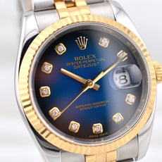 Rolex Datejust 36 Two Tone Blue Vignette Diamond Dial 116233 2005 (Approx)