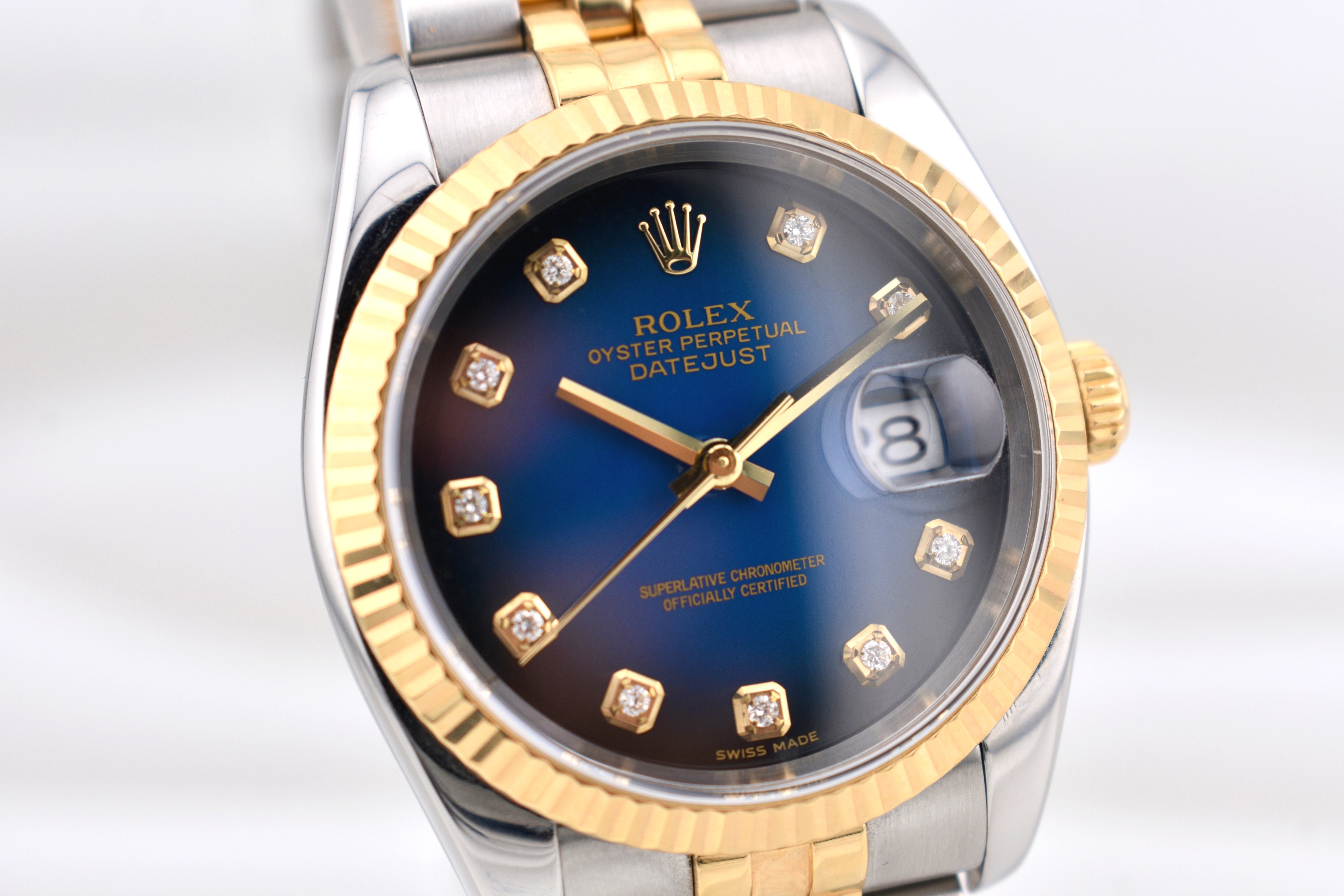 Rolex Datejust 36 Two Tone Blue Vignette Diamond Dial 116233 2005 (Approx)