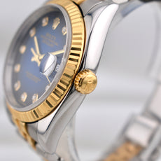 Rolex Datejust 36 Two Tone Blue Vignette Diamond Dial 116233 2005 (Approx)
