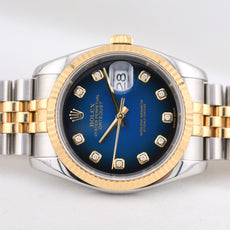 Rolex Datejust 36 Two Tone Blue Vignette Diamond Dial 116233 2005 (Approx)