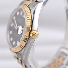 Rolex Datejust 36 Two Tone Black Diamond Dial 16233