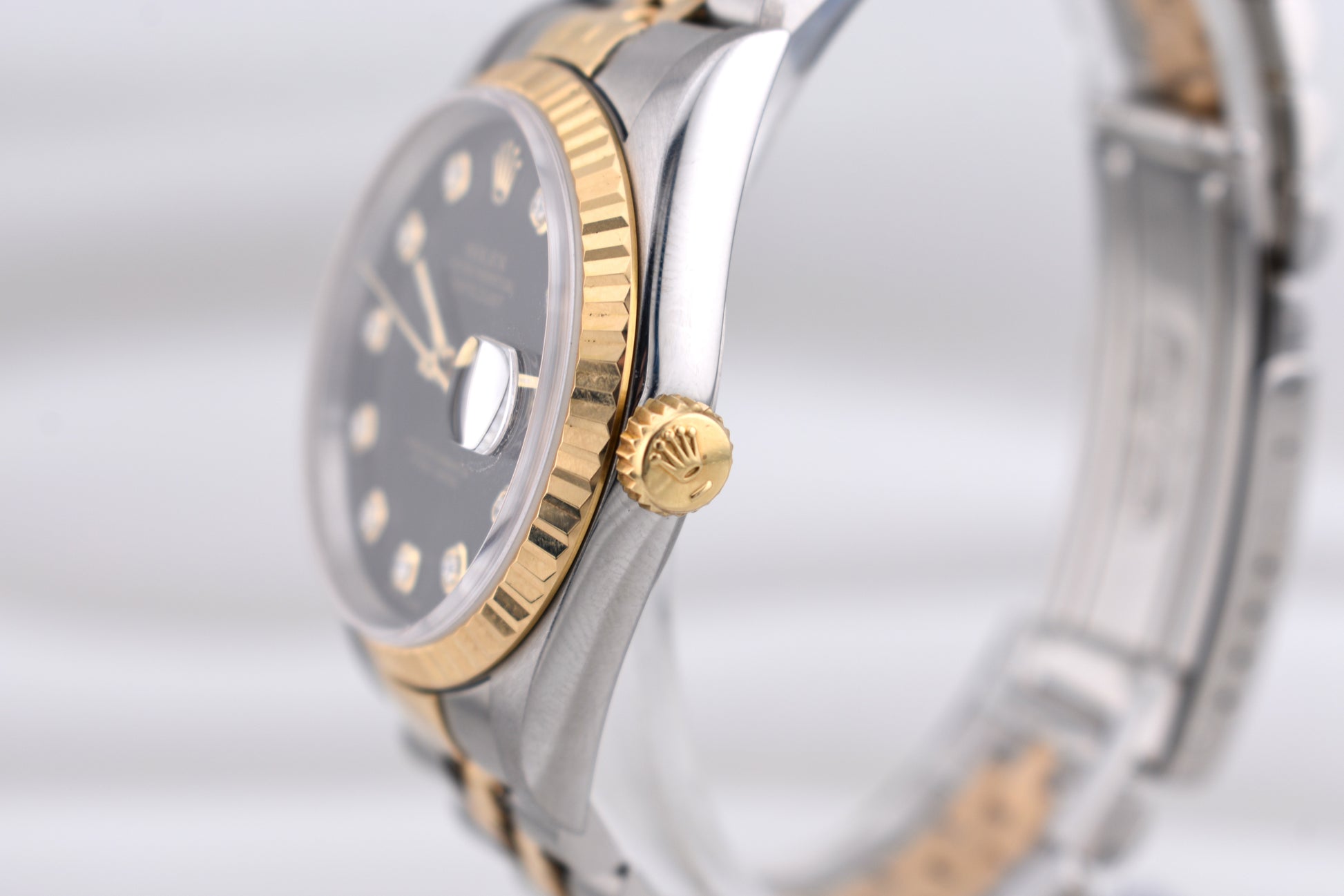 Rolex Datejust 36 Two Tone Black Diamond Dial 16233