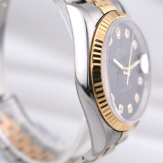 Rolex Datejust 36 Two Tone Black Diamond Dial 16233