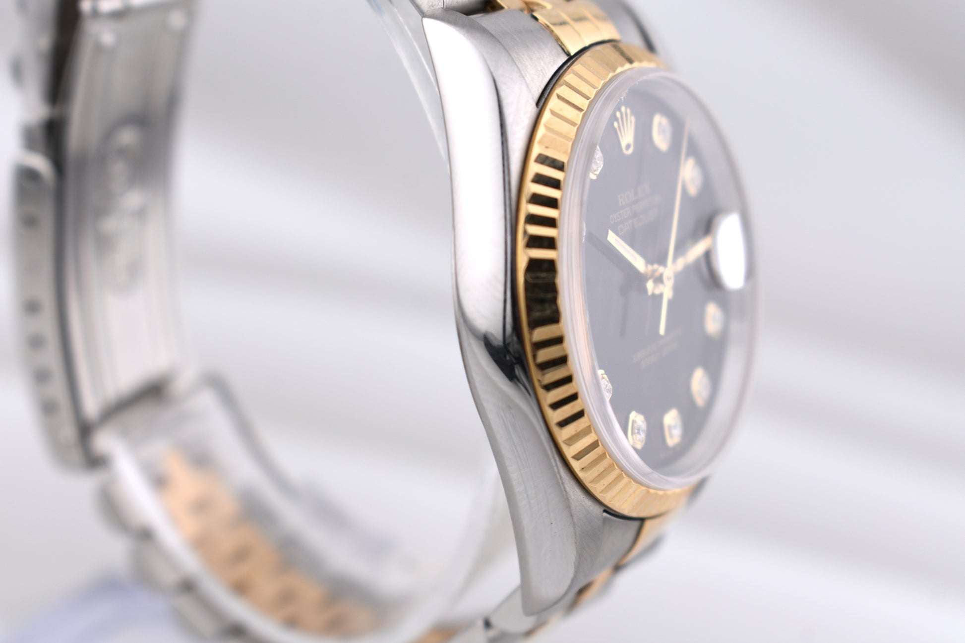 Rolex Datejust 36 Two Tone Black Diamond Dial 16233