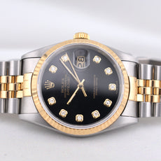 Rolex Datejust 36 Two Tone Black Diamond Dial 16233
